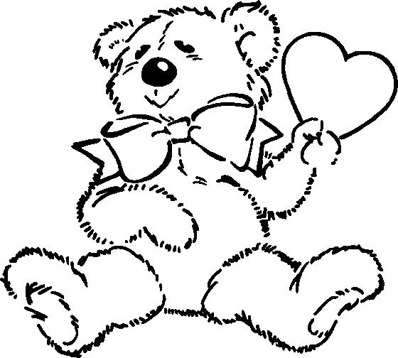 Название: Раскраска  медвежонок с сердечком. Категория: животных. Теги: животных.