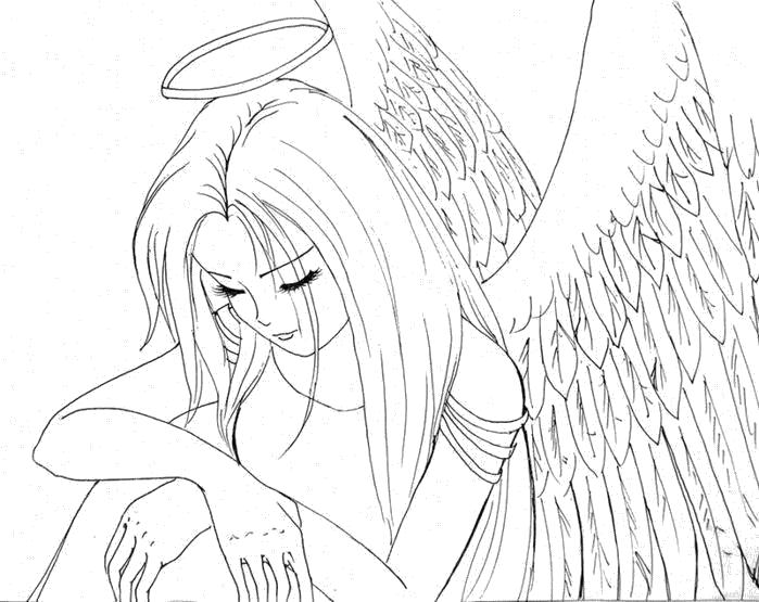Название: Раскраска Раскраски "аниме ангелы" скачать и распечатать бесплатно. Категория: мифические существа. Теги: ангел.