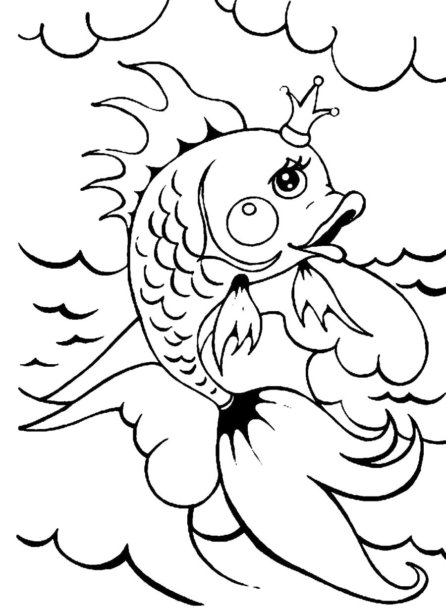 Название: Раскраска Золотая рыбка грустная - раскраска. Категория: Рыбы. Теги: рыба.