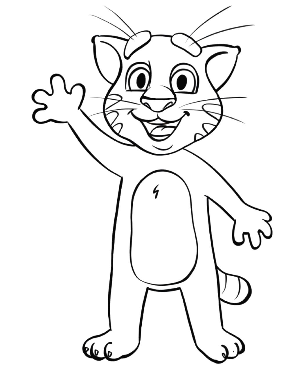 Раскраска  Говорящий Кот Том. Домашние животные