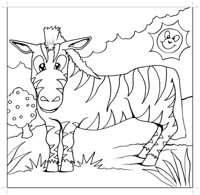 Раскраска Раскраска зебра . Дикие животные