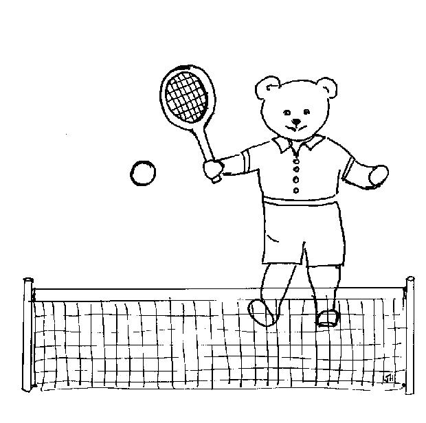 Раскраска Раскраски Теннис раскраски для детей, тенис, мишка. Теннис