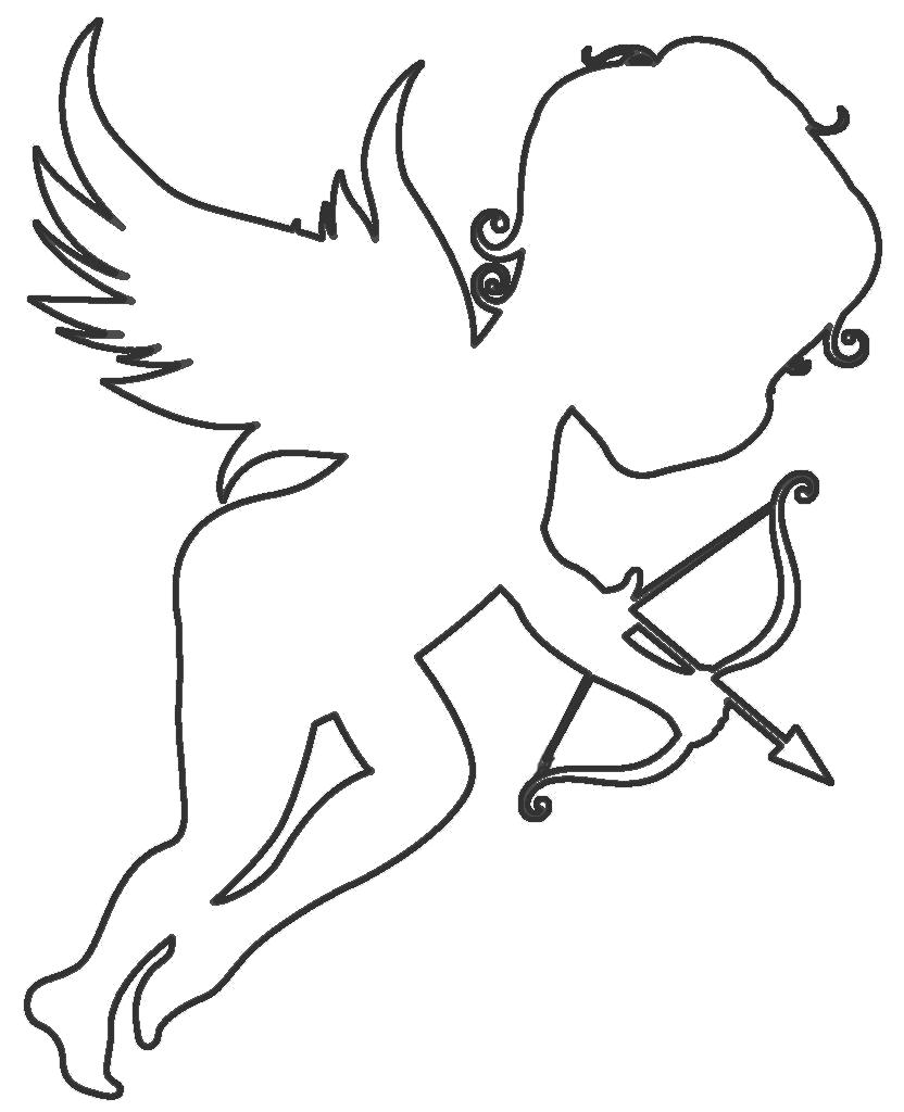 Название: Раскраска Раскраски Ангел ангелочек со стрелкой контур для вырезания из бумаги. Категория: мифические существа. Теги: ангел.