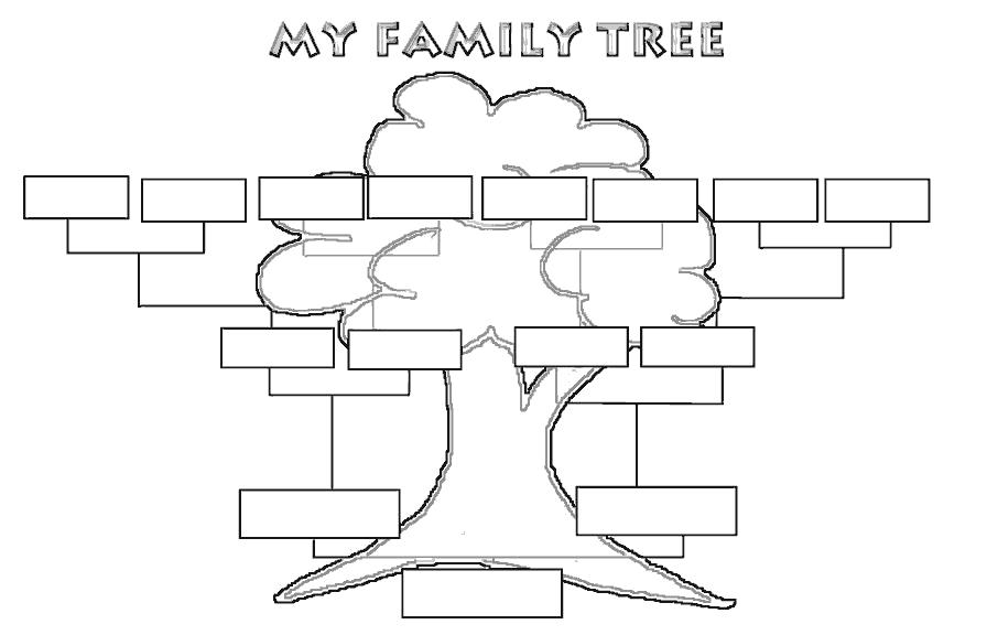 Раскраска семейное дерево. Скачать дерево.  Распечатать дерево