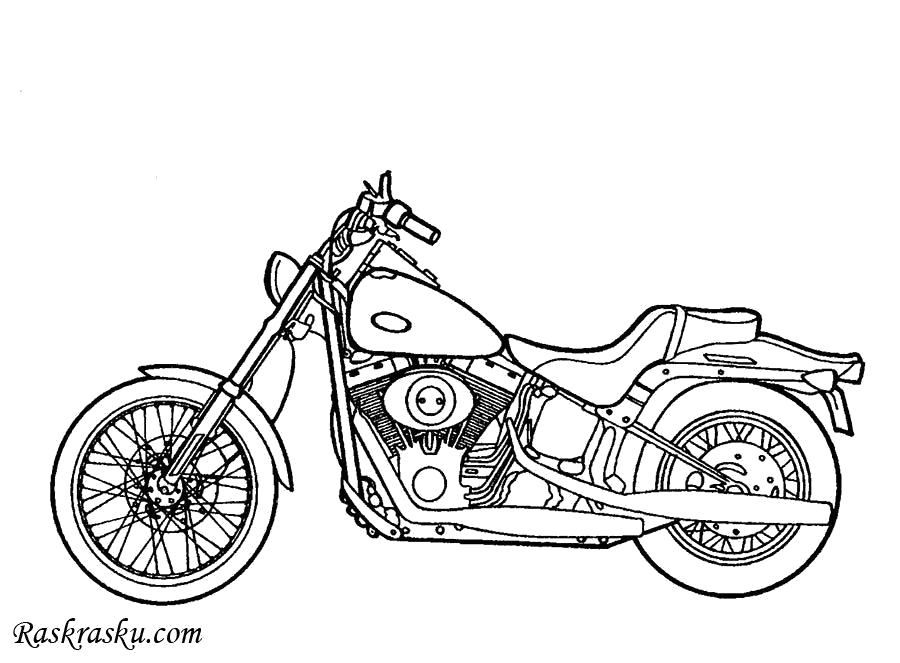 Раскраска Мотоцикл Harley-Davidson. Скачать Мотоцикл.  Распечатать Мотоцикл