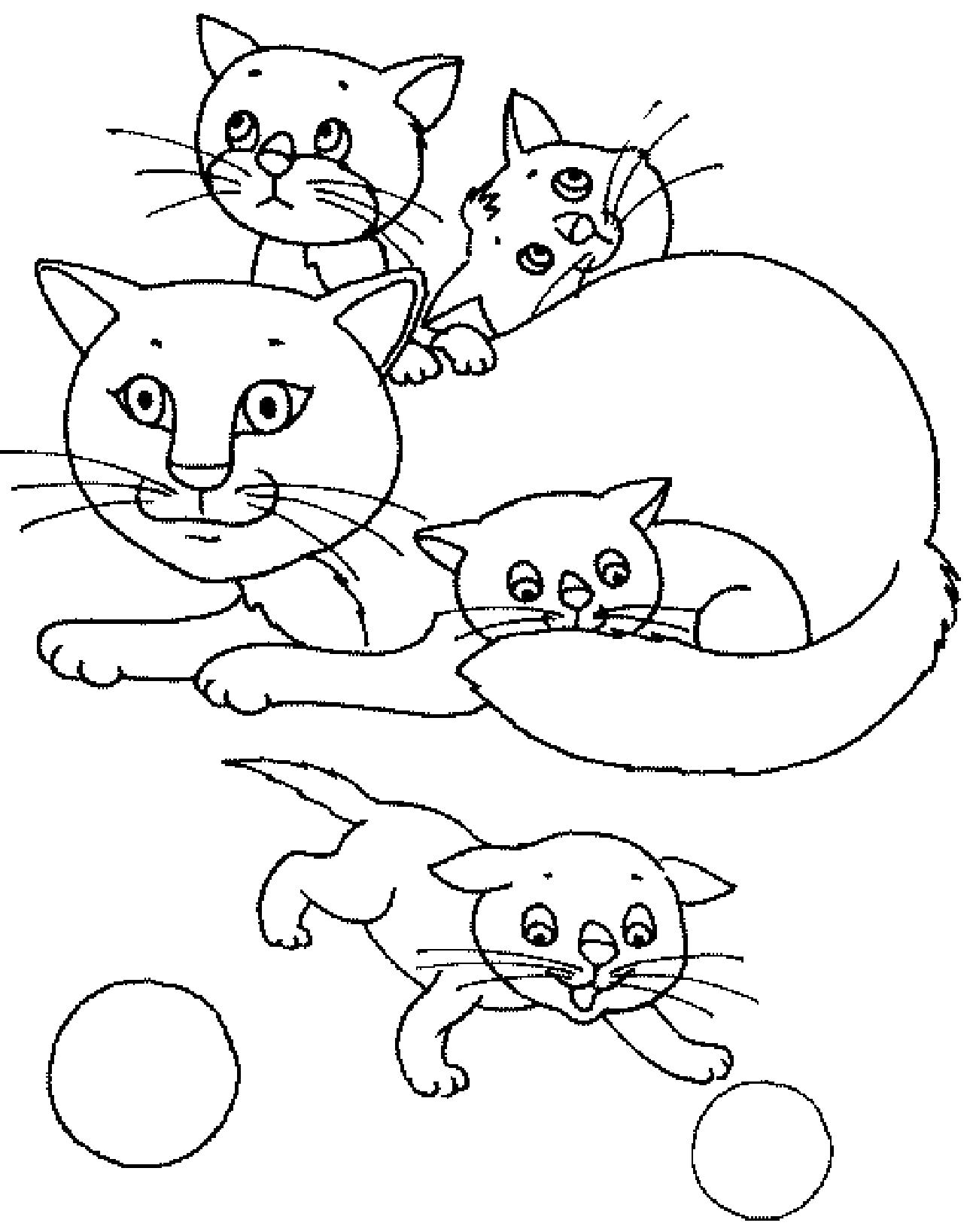 Название: Раскраска  кошка мама. Категория: Домашние животные. Теги: кошка, Котенок.
