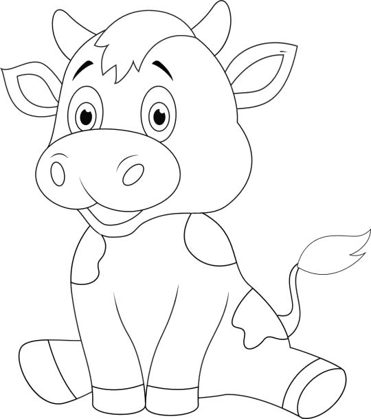 Название: Раскраска Маленький теленок . Категория: Домашние животные. Теги: Корова.