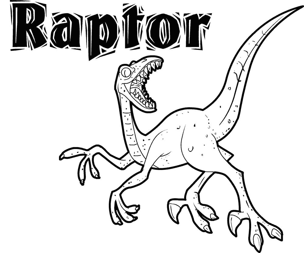 Раскраска Раптор, динозавры. Скачать динозавр.  Распечатать динозавр