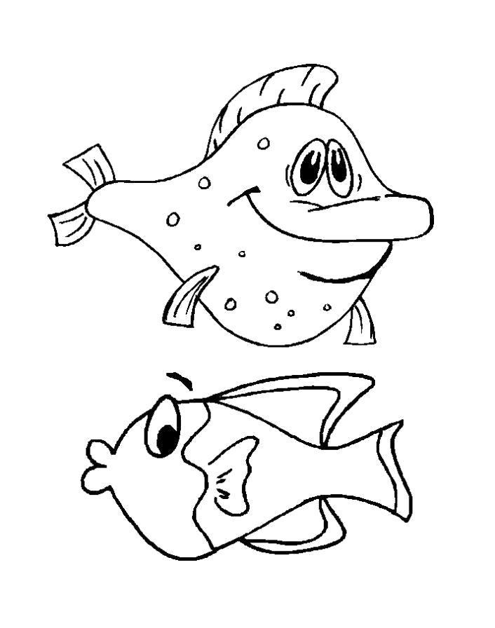 Раскраска две рыбы. Рыбы