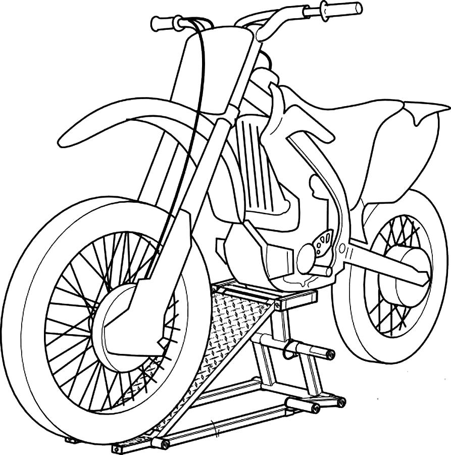 Название: Раскраска Мотоцикл на стойке. Категория: Мотоцикл. Теги: Мотоцикл.