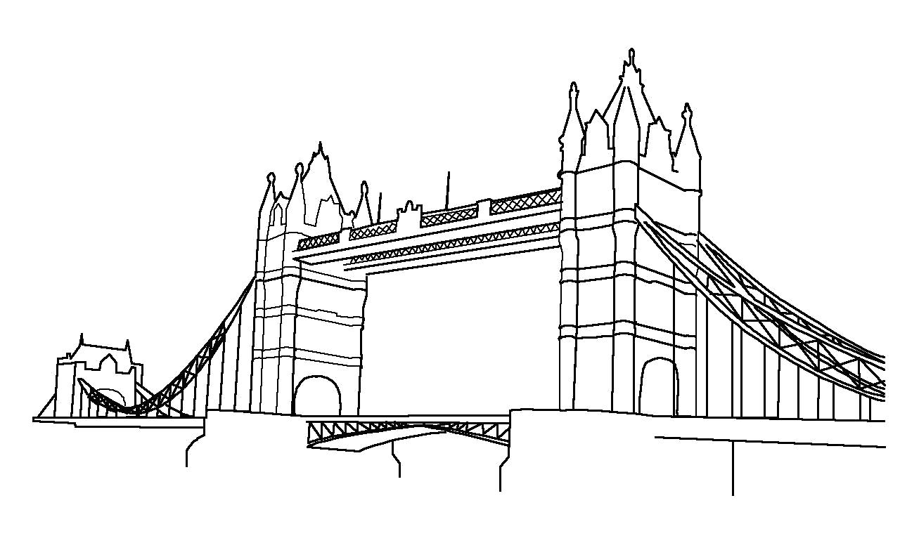 Раскраска Лондон, Тауэрский мост. . Скачать мост.  Распечатать мост