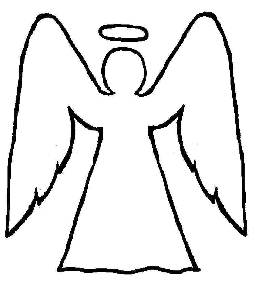Раскраска  Ангел контур ангел, трафарет для вырезания из бумаги. Скачать ангел.  Распечатать мифические существа