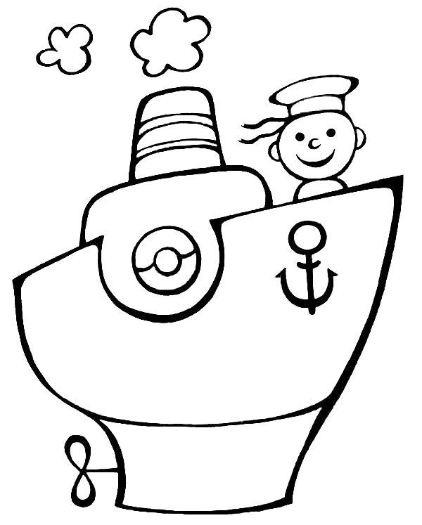 Название: Раскраска матрос на корабле. Категория: Кораблик. Теги: Кораблик.