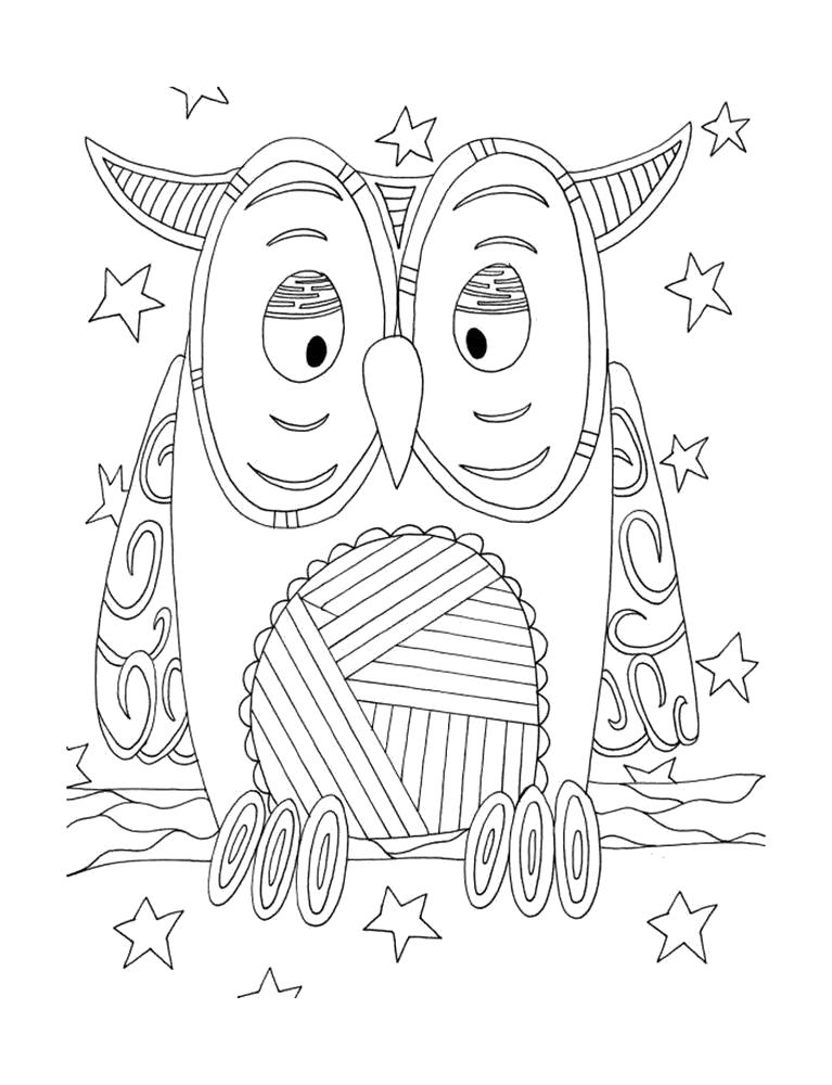Название: Раскраска Раскраска сова с клубком. Категория: Сова. Теги: Сова.
