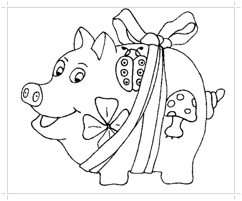 Название: Раскраска Раскраска свинья копилка. Категория: Домашние животные. Теги: Свинья.
