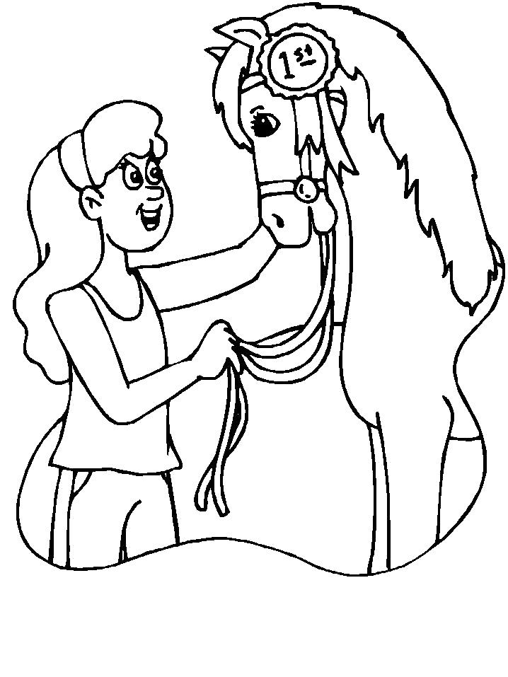 Название: Раскраска Девочка с лошадью. Категория: Лошадь. Теги: Лошадь.