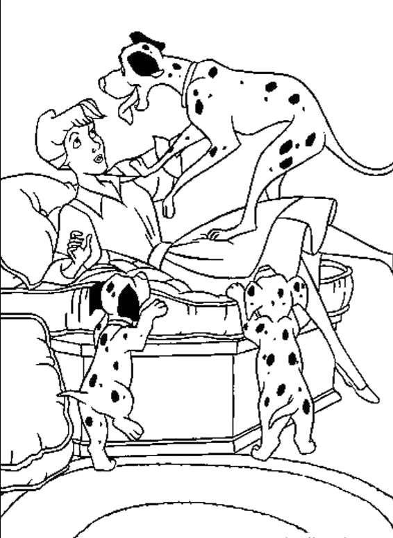 Раскраска Раскраска для детей - 101 далматинец, счастливые собаки. 101 далматинец