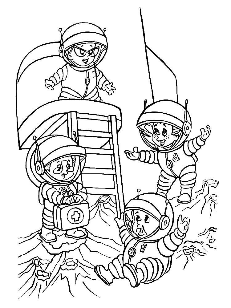 Раскраска Космонавты. день космонавтики