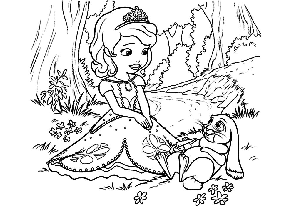 Раскраска детские  принцесса софия распечатать формат  а4. Скачать принцесса.  Распечатать Для девочек