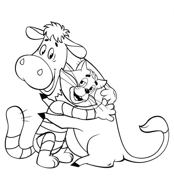 Раскраска Любимая корова Матроскина. Скачать Корова, кот.  Распечатать Домашние животные