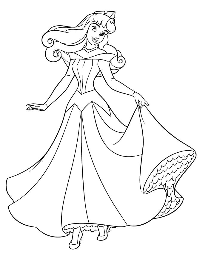 Раскраска  Принцесса Аврора. Скачать платье.  Распечатать платье