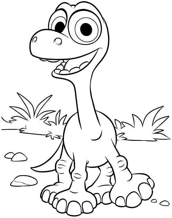 Раскраска Раскраска - Хороший динозавр - Арло сын Иды и Генри. динозавр