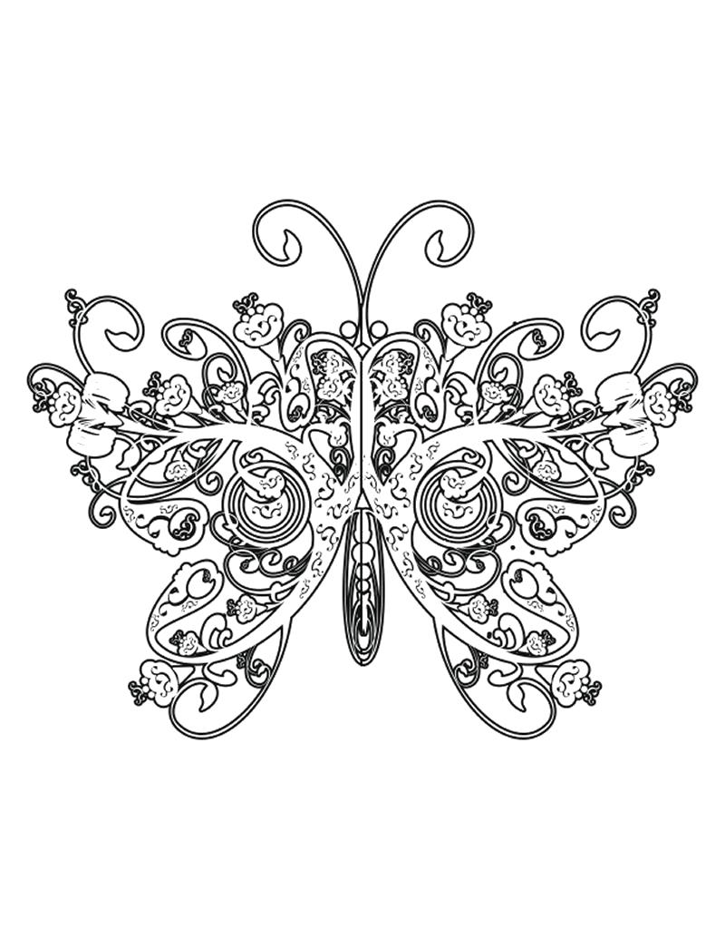 Название: Раскраска Антистресс бабочка. Категория: антистресс. Теги: узоры, цветы.