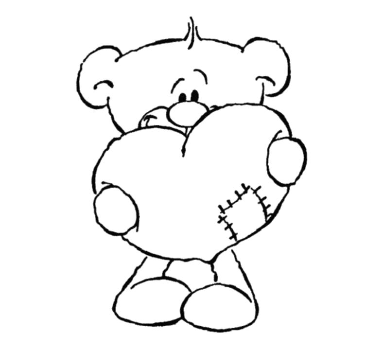 Название: Раскраска Мишка держит сердце с заплаткой . Категория: сердце. Теги: сердце.