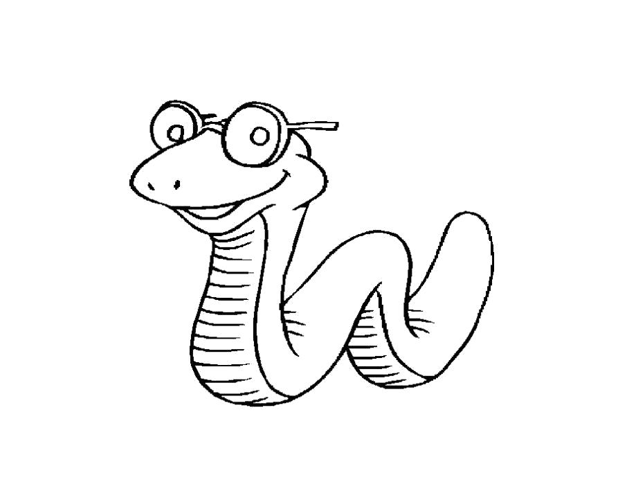 Раскраска Раскраска змея в очках. Змея